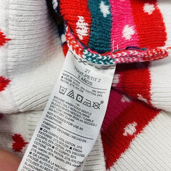 Janie & Jack Toddler Girls 2T Multi Heart Print Ruffle Sweater White $59 2038 - Picture 7 of 7